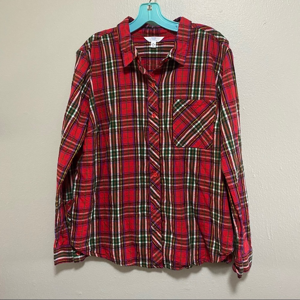 plaid button up shirt NWOT